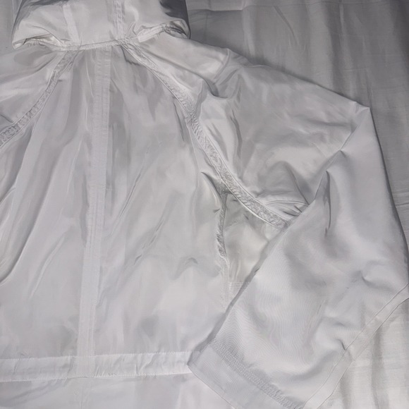 Athleta Rain Drop Jacket‎ Hooded Longline White Windbreaker Full Zip Women Large - Picture 14 of 16